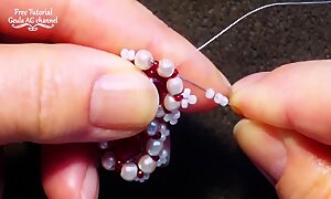 Pearl & ruby beads bracelet / diy / tutorial / handmade beaded jewelry HD