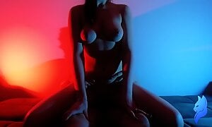 Neon Chick Turned in Front of the Camera and Jumped on a Dick