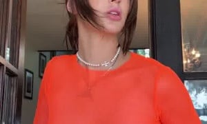 Natalie Roush Sexy Orange Mesh Dress  