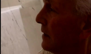 Old man forces unwilling big tits blonde in shower
