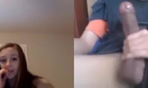 [Omegle] Teens Watch him Cum on Webcam