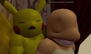 Charmander farting on Pikachu's dick
