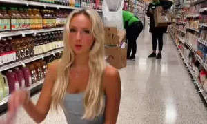 Natalie Reynolds Hot shows her panties in the supermarket