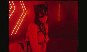 Rachel Cook Cat Mask Posing Topless Video 